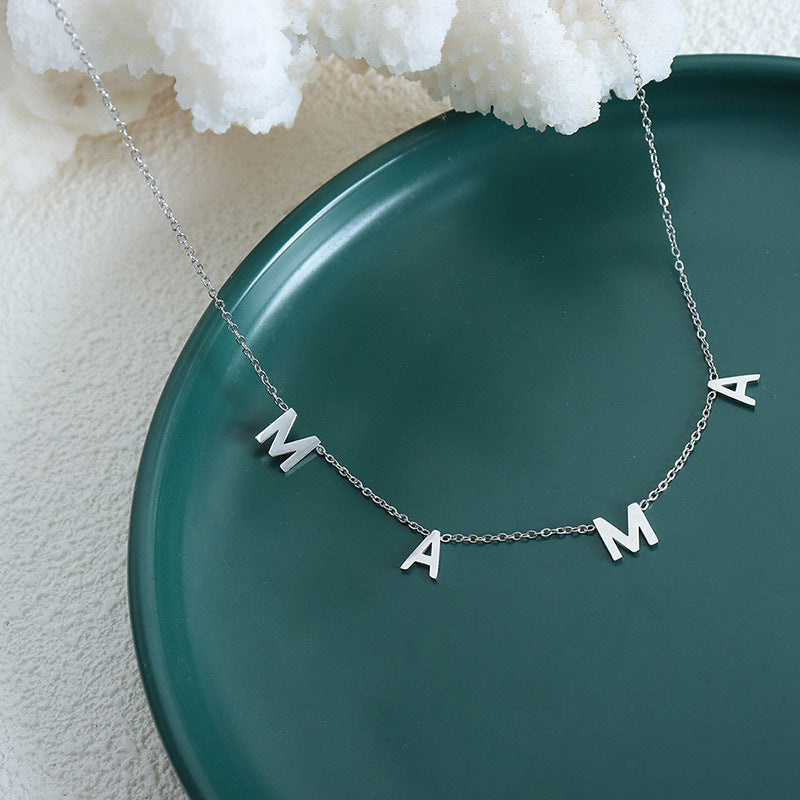 18K gold simple and elegant letter "MAMA" design light luxury style necklace 3ecc8313-fb4e-4e7e-9bf1-0802aad18184 Artshiney