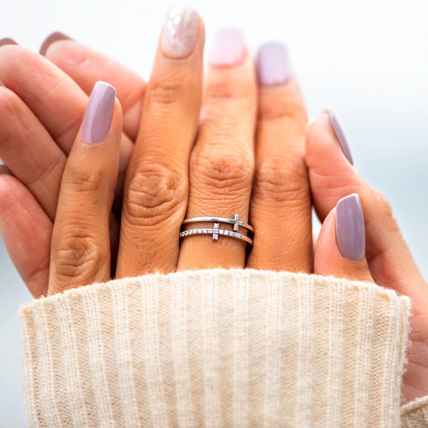 925 Sterling Silver Double Cross Ring 3f69e7d6-4450-435e-b16d-ae0b7b99a0e2-Max Trendsi