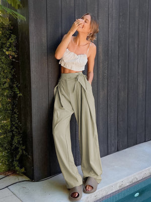 Tied High Waist Wide Leg Pants 3f7d7bf9-6a6f-44c0-a79a-fa8deb3a85bb-Max Trendsi