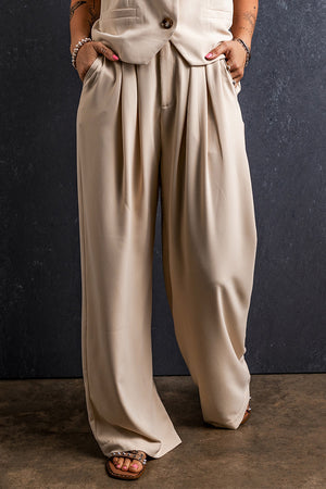 Ruched Wide Leg Pants with Pockets 3fb441d0-94a7-4ee9-bd2c-86a8041efd8c-Max Trendsi