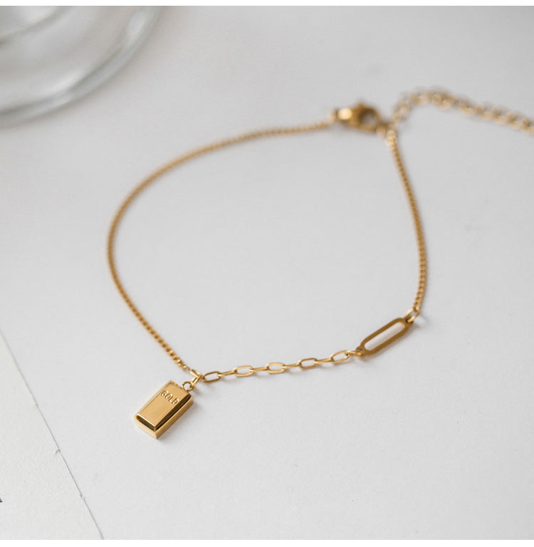 18K Gold Fashion Personality BRIC Gold Bar Design Versatile Anklet 3fc079ad-cb63-4cc7-94bf-d0e8a47ccba9 Artshiney