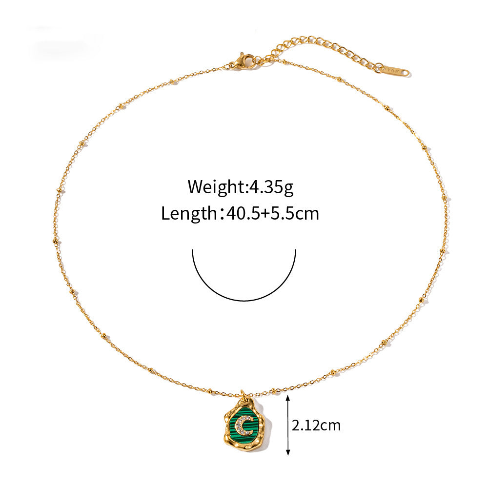 18k Gold Exquisite and Fashionable Irregular Bezel with Moon Inlaid Zircon Design Pendant Necklace Green 3fcf417c-b33b-46fa-bbf1-858d4657e010 Artshiney