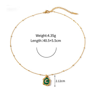 18k Gold Exquisite and Fashionable Irregular Bezel with Moon Inlaid Zircon Design Pendant Necklace Green 3fcf417c-b33b-46fa-bbf1-858d4657e010 Artshiney
