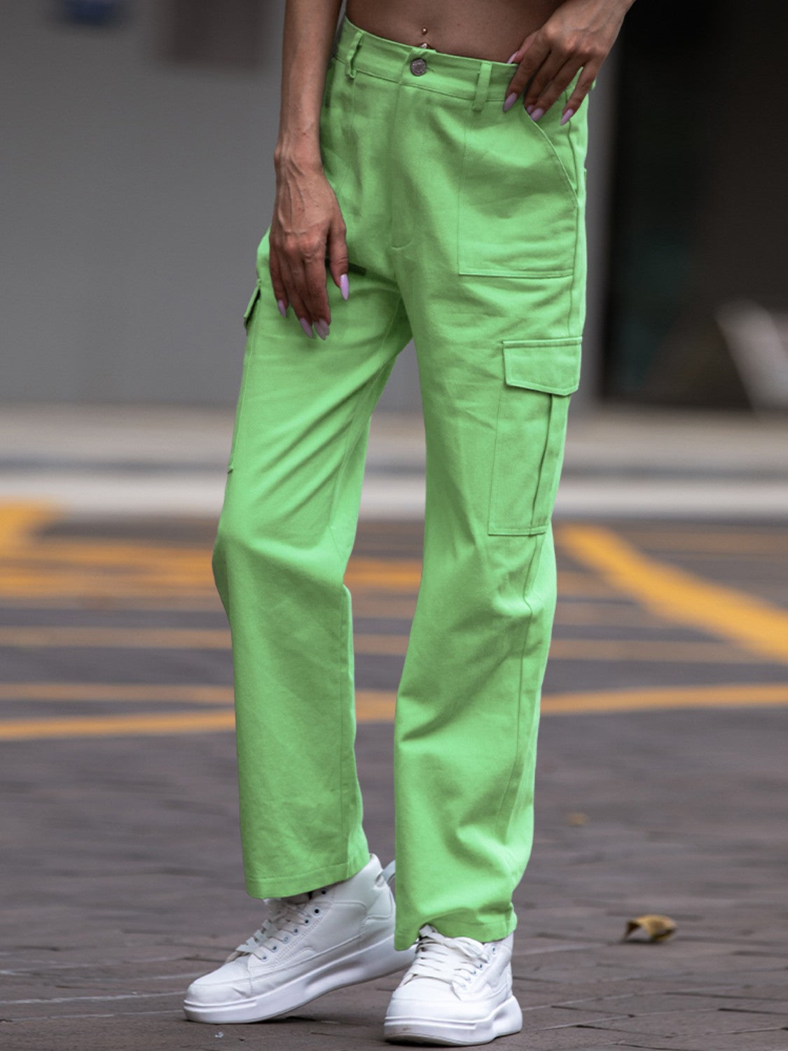 Shiny Straight Leg Cargo Pants 3fe32037ac3d48d0b562ef26f0c26729-Max Trendsi