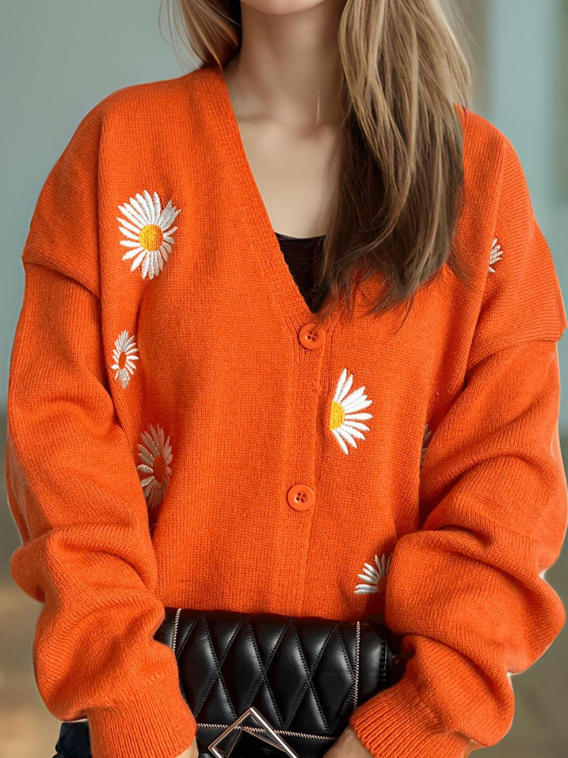 Daisy Button Up V-Neck Cardigan 4084bd97-489b-47c4-a164-031296a0fb65-Max Glownestbest