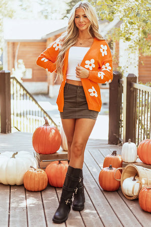 Flower Open Front Long Sleeve Cardigan 408a83b0-e6a9-4a9f-8411-a880fc89f7ae-Max Glownestbest