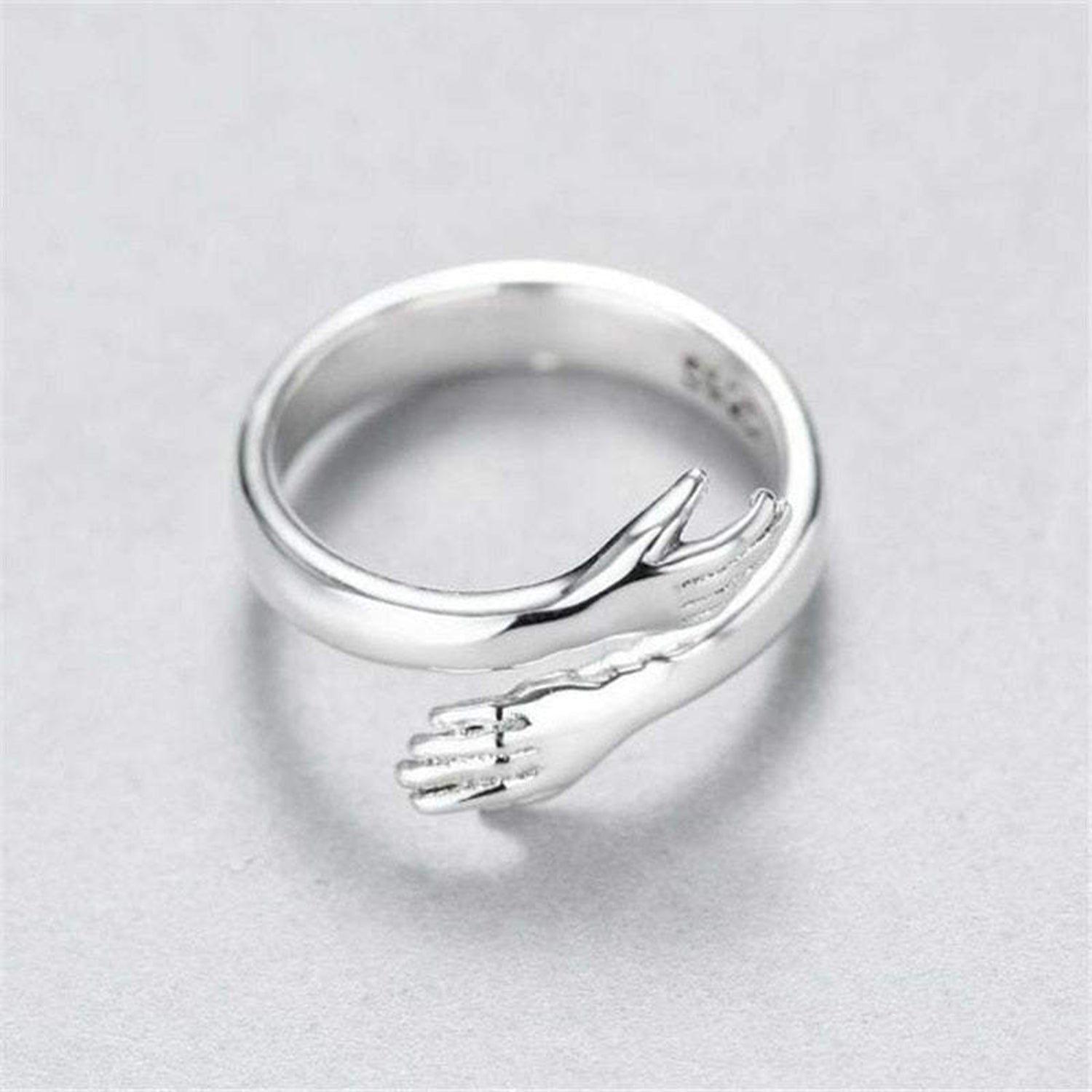 Hug Shape 925 Sterling Silver Bypass Ring Silver 7 40e12f01-ce54-4f74-abea-54a9ade190e5-Max Trendsi