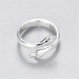Hug Shape 925 Sterling Silver Bypass Ring Silver 7 40e12f01-ce54-4f74-abea-54a9ade190e5-Max Trendsi
