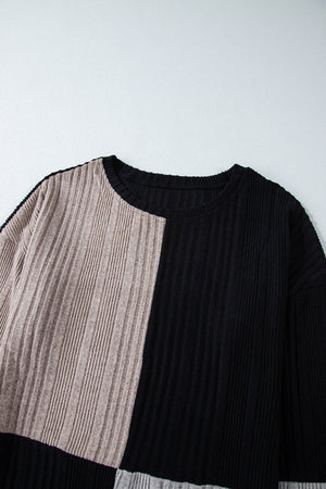 Color Block Drop Shoulder Long Sleeve Mini Dress 40e3ebc12ca848b59903a507d4a1e1a8-Max Glownestbest