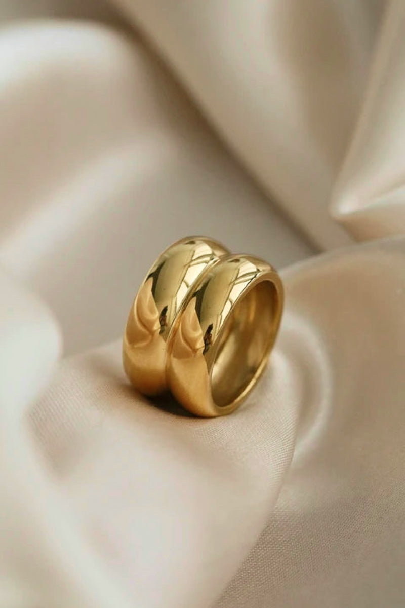 Gold Double Ridge Ring Gold 41ccbebd855446ca9d2f2f577e854d09 Trendsi