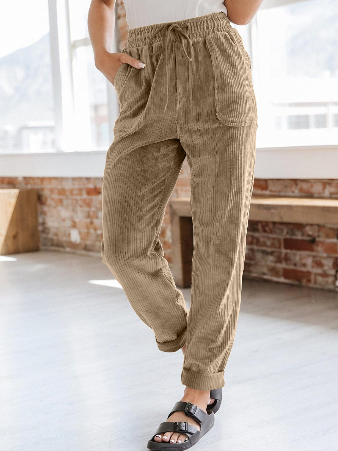 Drawstring Pants with Pockets Camel 426e7fb3-adb1-464b-892a-105b9b8bf486-Max Trendsi