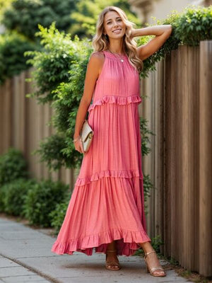 Ruffled Sleeveless Tiered Maxi Dress with Pockets 42e18096-5655-4ff8-87aa-0356aedf2be1-Min Glownestbest