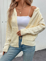 Perfee Zip Up Long Sleeve Hooded Cardigan Pastel Yellow 43206d90-5f20-4037-8509-92d8e17b6e1b-Max Glownestbest