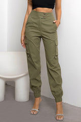 High Waist Cargo Pants Sage 43339ed5af4a4173a94466c617871bbc-Max Trendsi