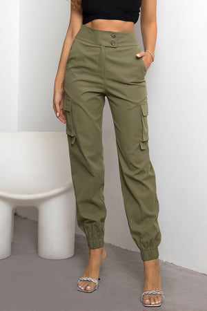 High Waist Cargo Pants Sage 43339ed5af4a4173a94466c617871bbc-Max Trendsi