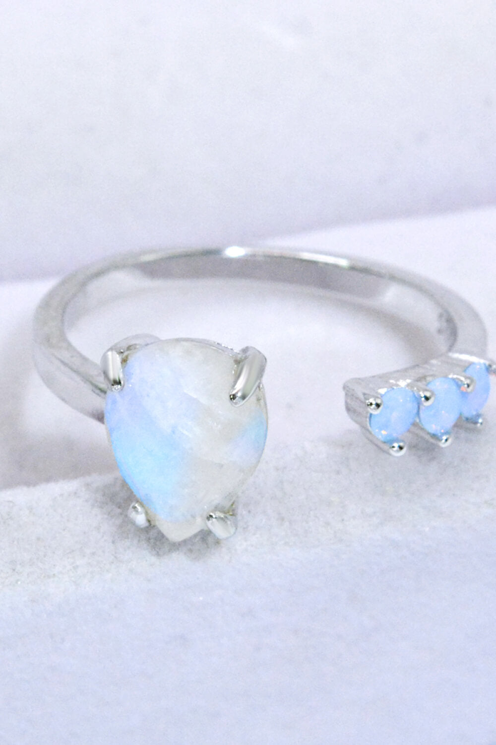 18K Rose Gold-Plated Moonstone Open Ring Silver One Size 433861a1d8b9496695faa6024ad46060-Max Trendsi