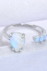 18K Rose Gold-Plated Moonstone Open Ring Silver One Size 433861a1d8b9496695faa6024ad46060-Max Trendsi