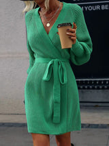 Open Front Lantern Sleeve Tied Cardigan Green 43770fd458e548a28ff4cfc119fcc9c8-Max Glownestbest