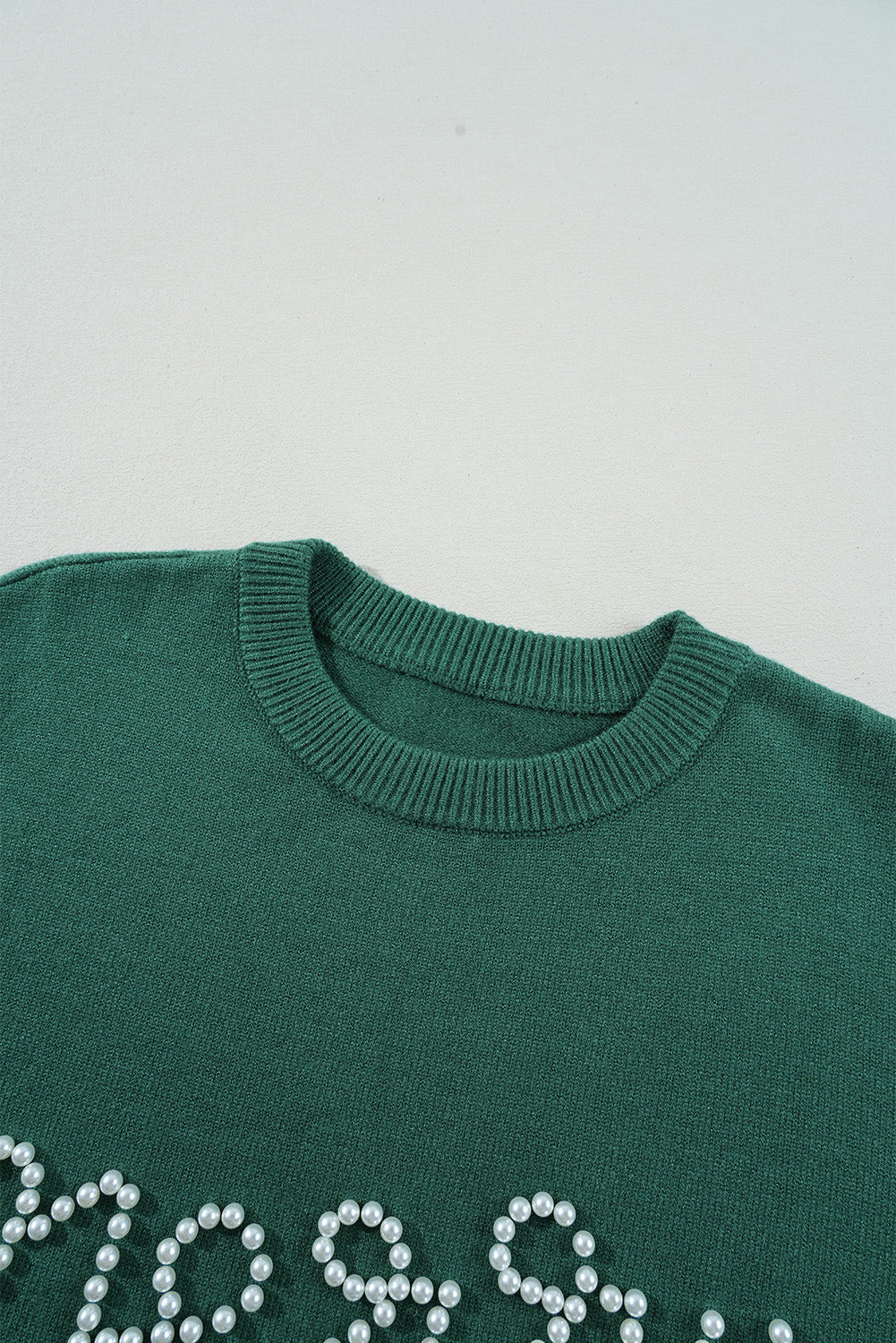 Blackish Green Pearl Beaded Merry Casual Sweater 43bee3aca87690b7 Glownestbest