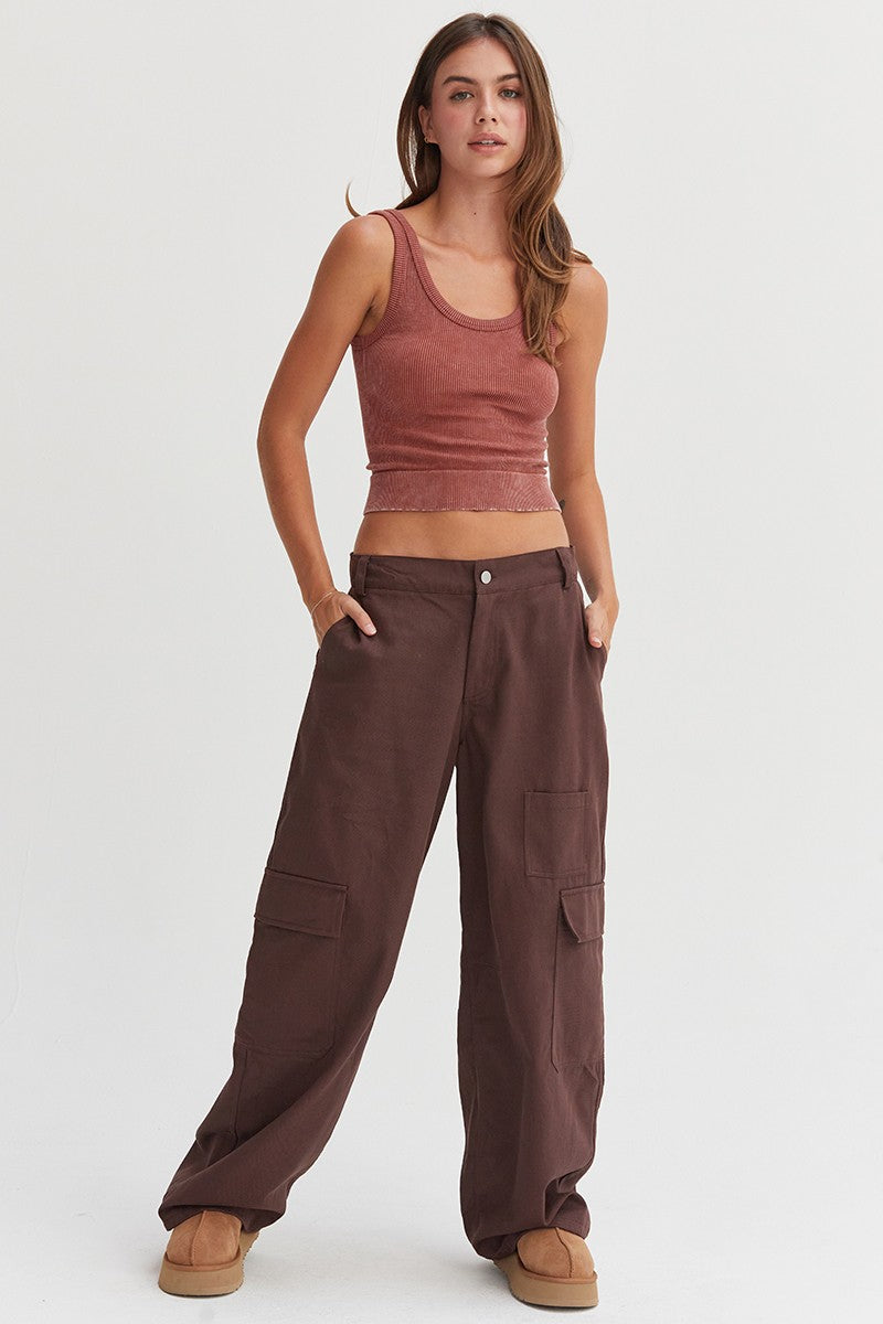 HYFVE Elastic Waist Wide-Leg Cargo Pants 43d571f7-d2c7-4307-9636-ad7a56cad042-Max Trendsi