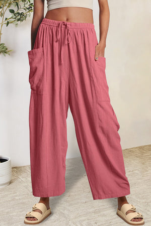 Full Size Pocketed Drawstring Wide Leg Pants Hot Pink 44603c13-e65d-4b3b-8fe9-62795be6e7a7-Max Trendsi