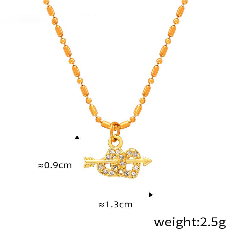 18K gold noble personality wings/hollow heart/arrow through the heart/umbrella/moon design light luxury style necklace An arrow through the heart 4474cb09-0035-4d89-88c4-ef0e02ed5072 Artshiney