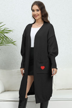Lantern Sleeve Open Front Pocketed Cardigan 44a8520acf5b4209b181502915f83827-Max Glownestbest