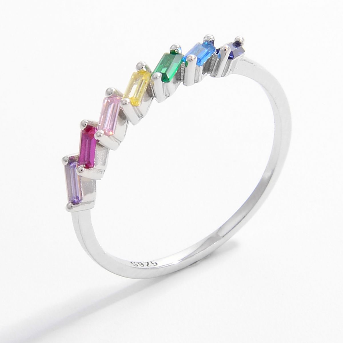 925 Sterling Silver Contrast Zircon Ring 44ced51a-81b3-4c27-8dab-912fd8c83896-Max Trendsi