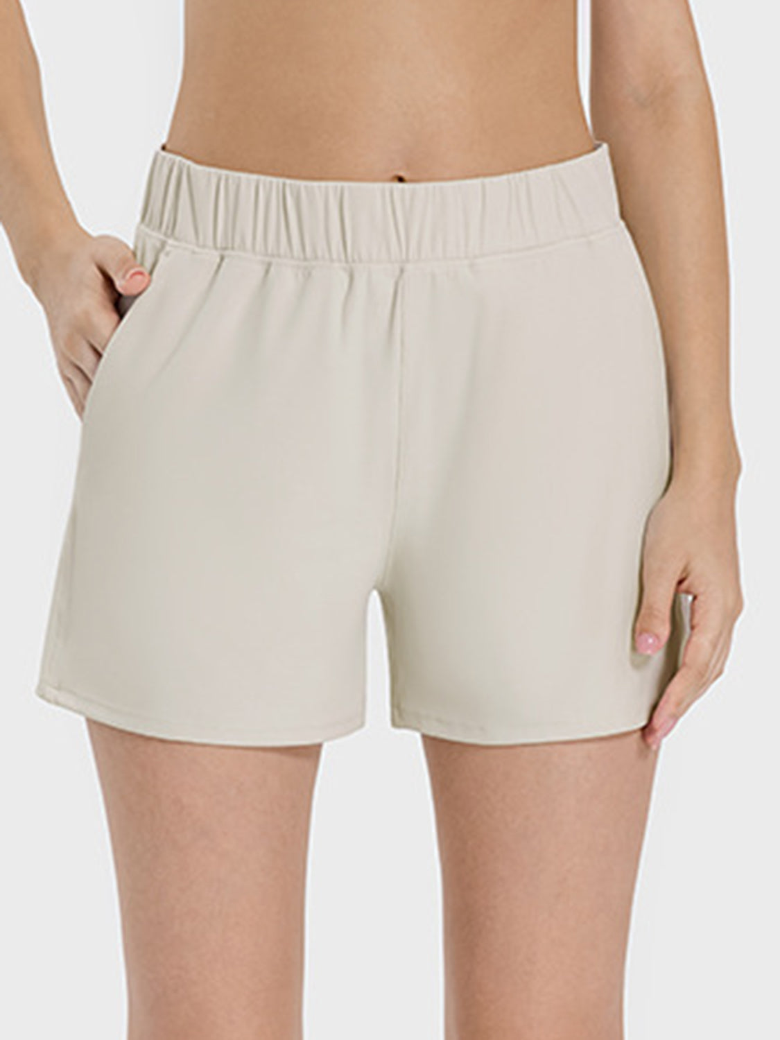 Millennia Elastic Waist Active Shorts Beige 44e118e5-81de-49e1-81a2-3fcae6a45b87-Max Glownestbest