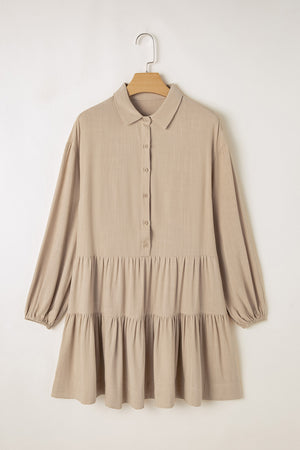 Tiered Collared Neck Balloon Sleeve Shirt Dress 4504adc0d943425f8fc3ef6a1bd4184c-Max Glownestbest