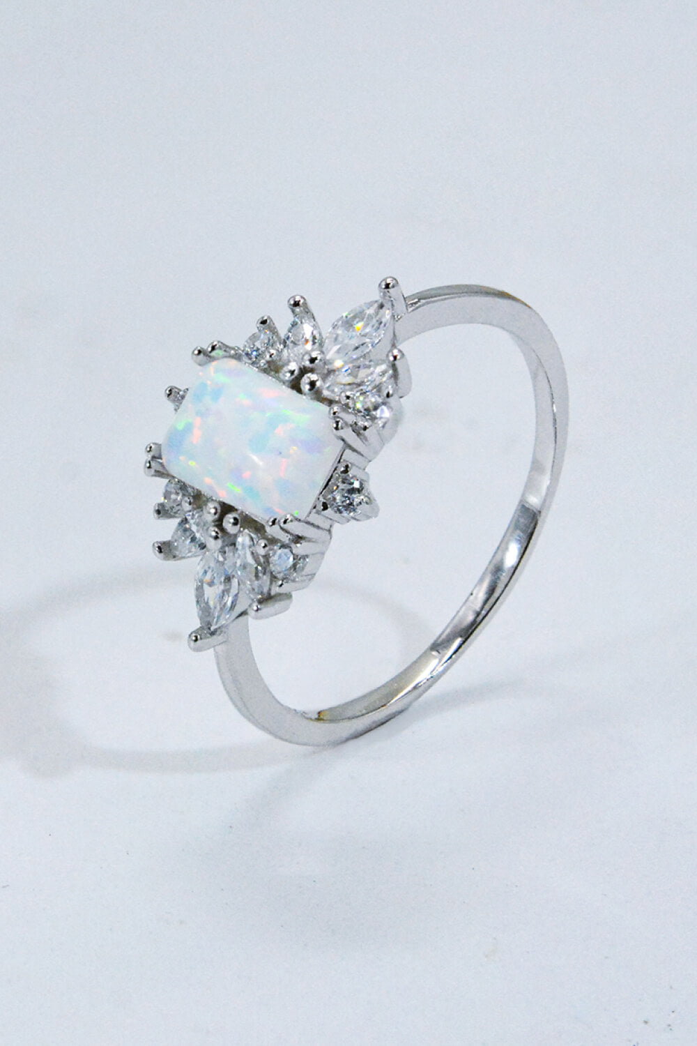 925 Sterling Silver Zircon and Opal Ring 455c9098138b45f3a07bceccdd79dd98-Max Trendsi