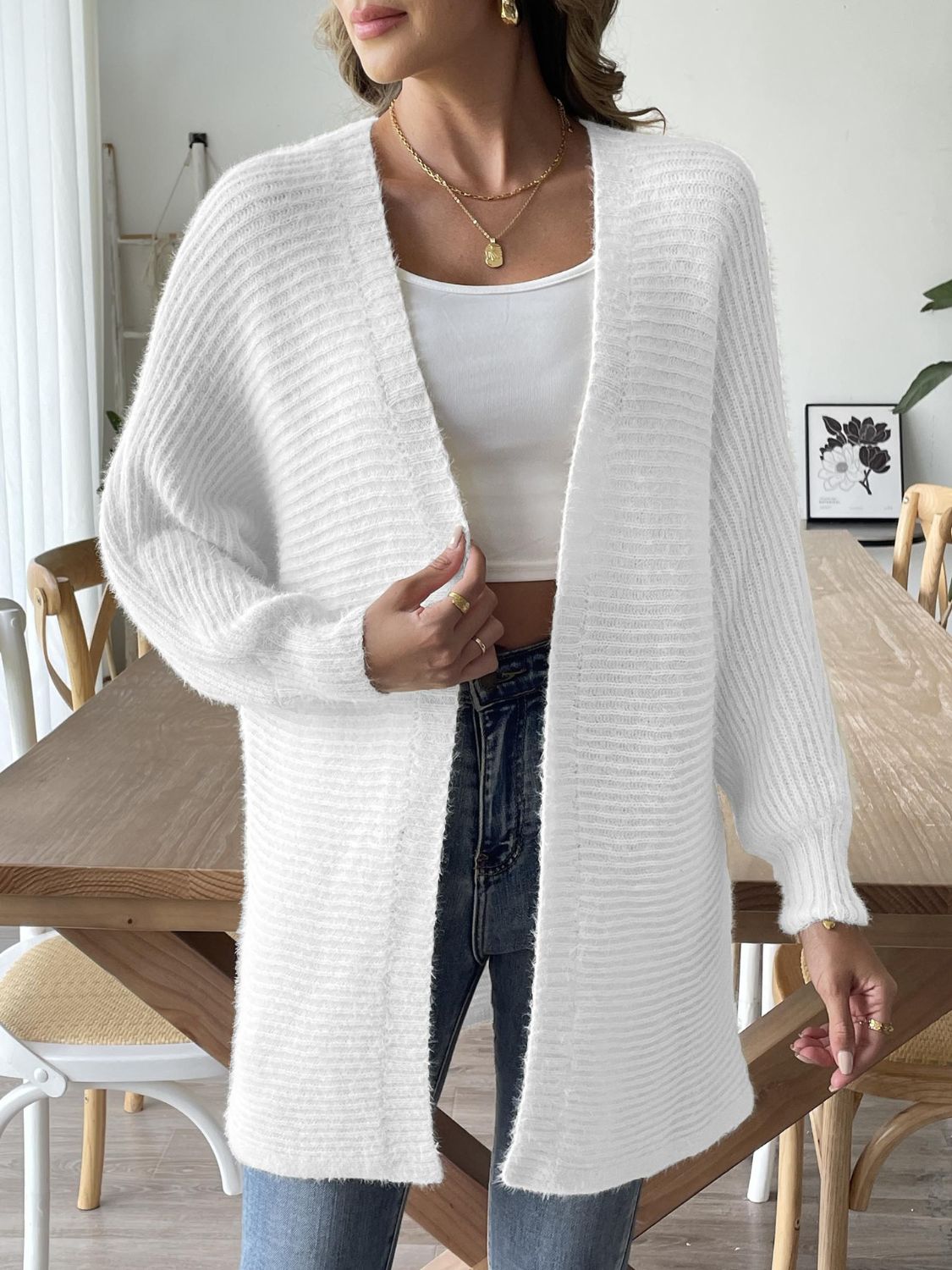 Open Front Long Sleeve Cardigan White 45863625-ea20-42db-aead-fcc3d07d0e47-Max Glownestbest