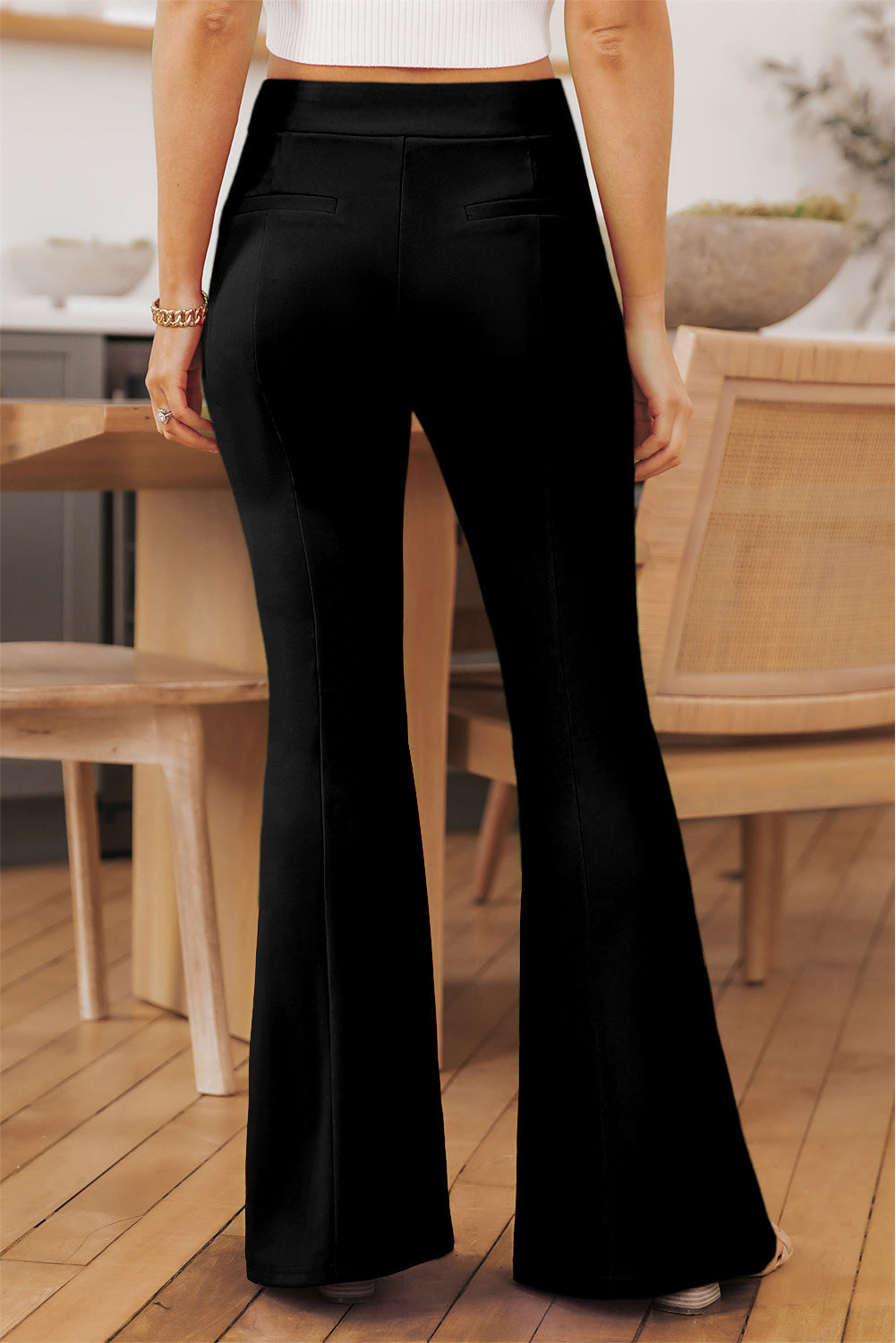 Front Slit Flare Leg Pants 46200c8377504998b9adceaf6da3e672-Max Trendsi