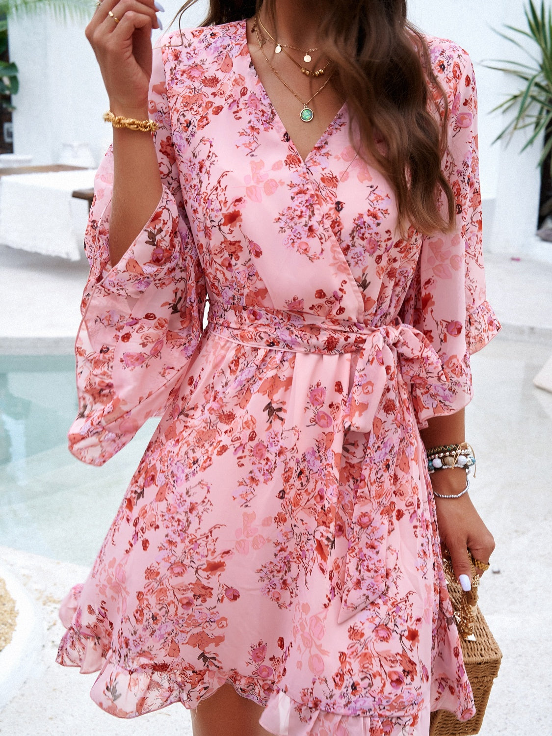 Devine Ruffled Printed Surplice Half Sleeve Mini Dress 465df4f1-7f70-4778-ba05-f2c94b876f33-Max Glownestbest