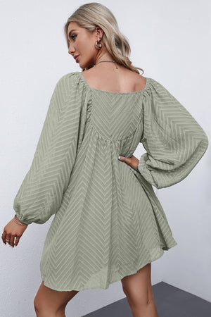 Textured Square Neck Mini Dress 46846d5db1dc4562a8e592ed7fdd0406-Max Glownestbest