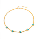 18K Gold Noble Fashion Matching Square Blue Malachite Versatile Necklace Only 472ba756-e2d1-49a2-86d3-852eefdcc385 Artshiney