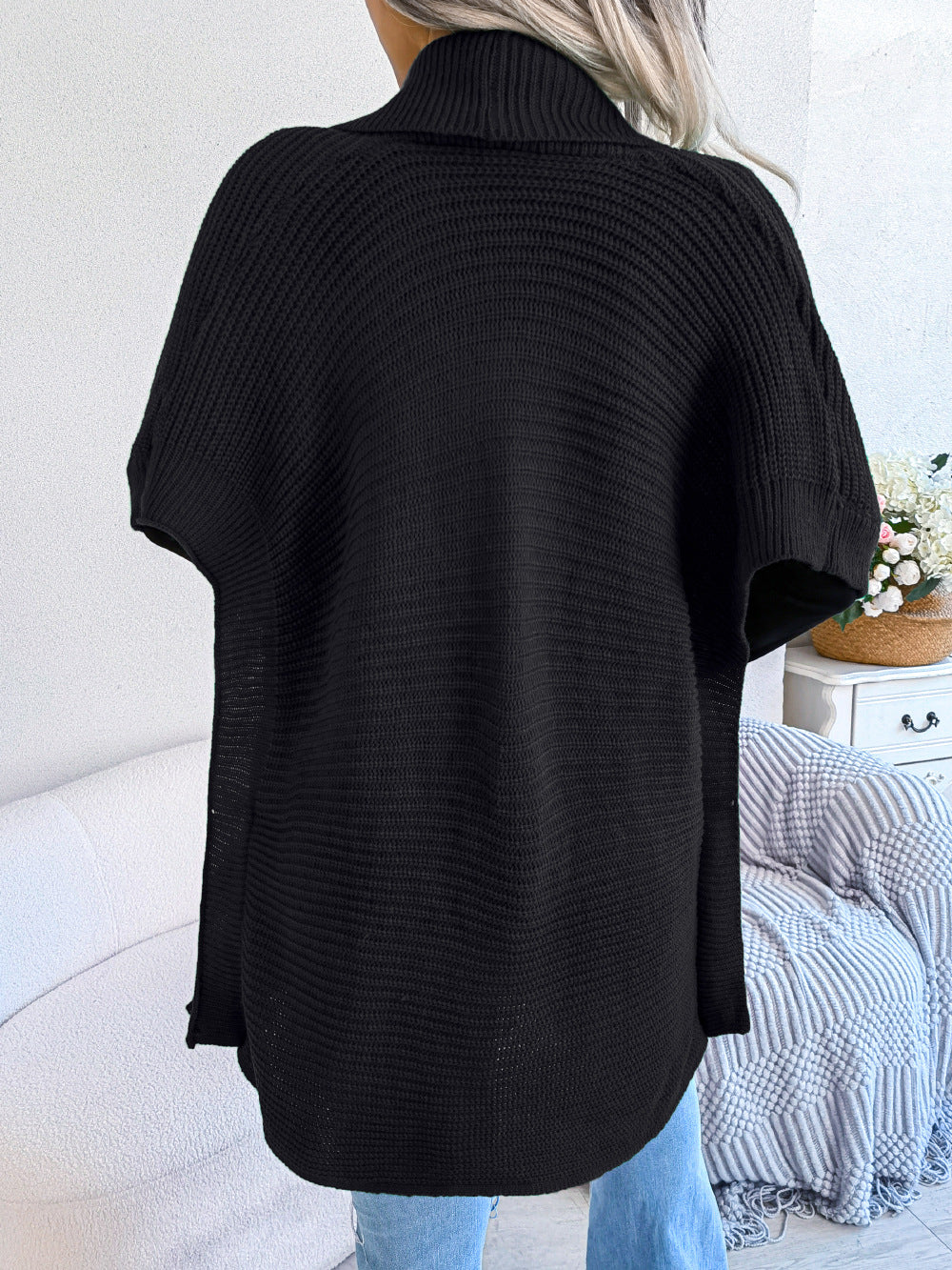 Glownestbest® | Horizontal Ribbing Open Front Slit Cardigan 47ec334e8c3141f19d45fe96b615b6a7-Max Glownestbest