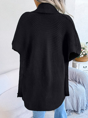 Glownestbest® | Horizontal Ribbing Open Front Slit Cardigan 47ec334e8c3141f19d45fe96b615b6a7-Max Glownestbest