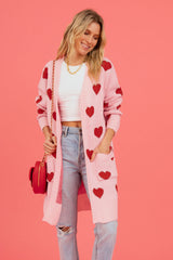 Heart Graphic Open Front Cardigan with Pockets Blush Pink 481cee87c6fa4f9dbaff33f5a9841b69-Max Glownestbest
