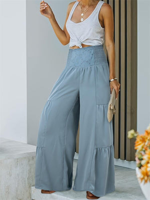 Smocked High Waist Pants 482dae4e-d7ce-4a7e-aff6-a75a54914f7e-Max Trendsi