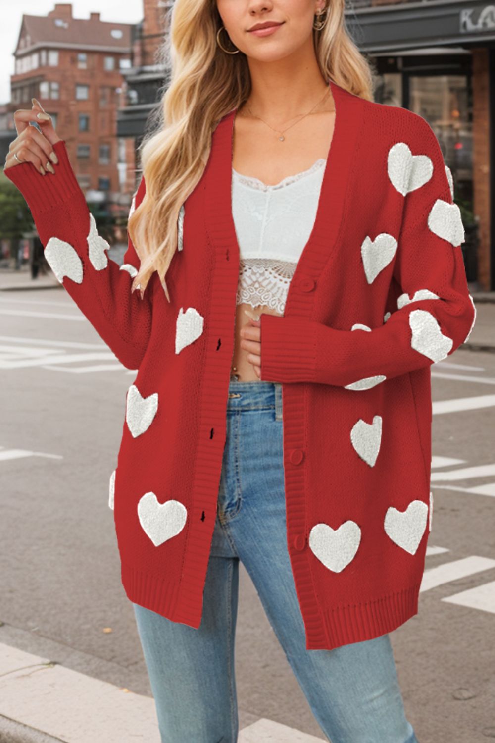 Heart Button Down Long Sleeve Cardigan 48f19021-a380-4502-9811-d39d5dfd5111-Max Glownestbest