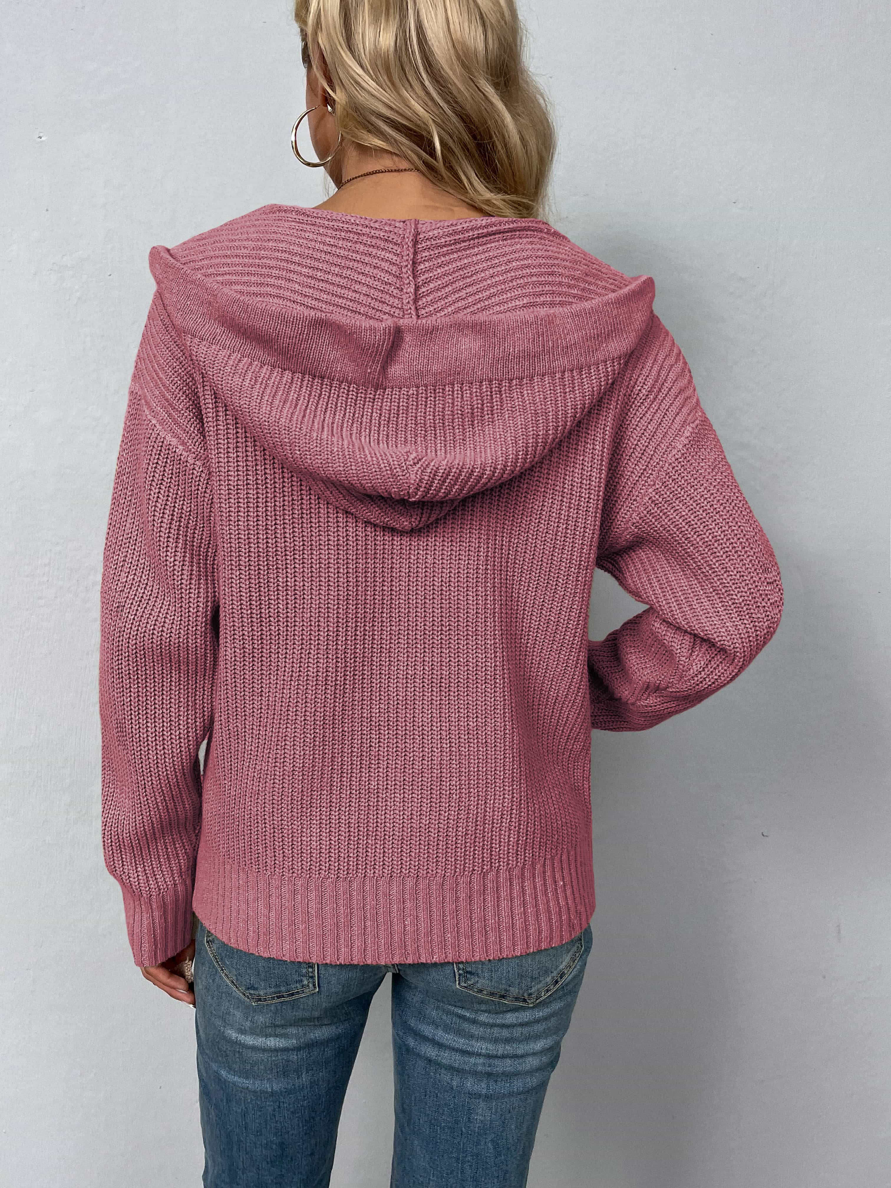 Zip-Up Drawstring Detail Hooded Cardigan 490c2e76a44e4760bd72d37dafa8a773-Max Glownestbest