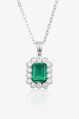 1.5 Carat Lab-Grown Emerald Pendant 925 Sterling Silver Necklace Green One Size 49ae41ecbb3645a2bfeb7a40d22b2acb-Max Trendsi