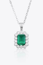 1.5 Carat Lab-Grown Emerald Pendant 925 Sterling Silver Necklace Green One Size 49ae41ecbb3645a2bfeb7a40d22b2acb-Max Trendsi