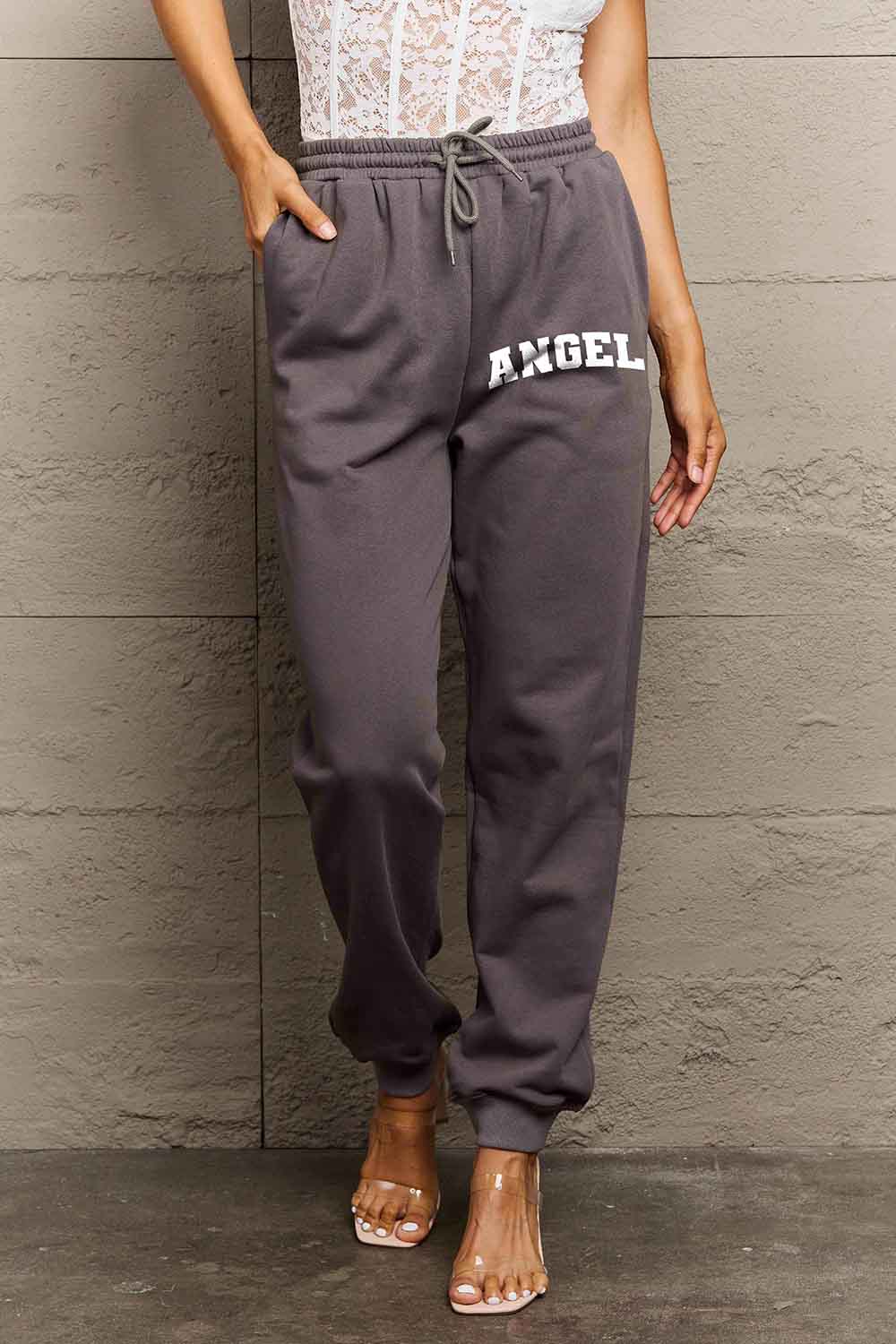 Simply Love Simply Love Full Size Drawstring Angel Graphic Long Sweatpants Dark Gray 49c181dc08b345ab81ecf59cdee6e36a-Max Trendsi
