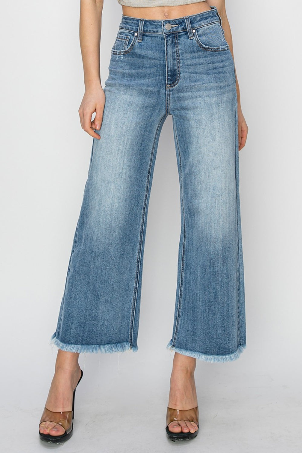 RISEN Raw Hem Cropped Wide Leg Jeans Medium 49fea549-ac6a-40dc-9f51-e9f83467e7a7-Max Trendsi