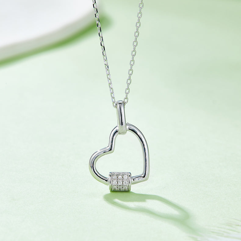 Moissanite 925 Sterling Silver Heart Shape Necklace Silver One Size 4a21879b72384deca93f555628735c3f-Max Trendsi