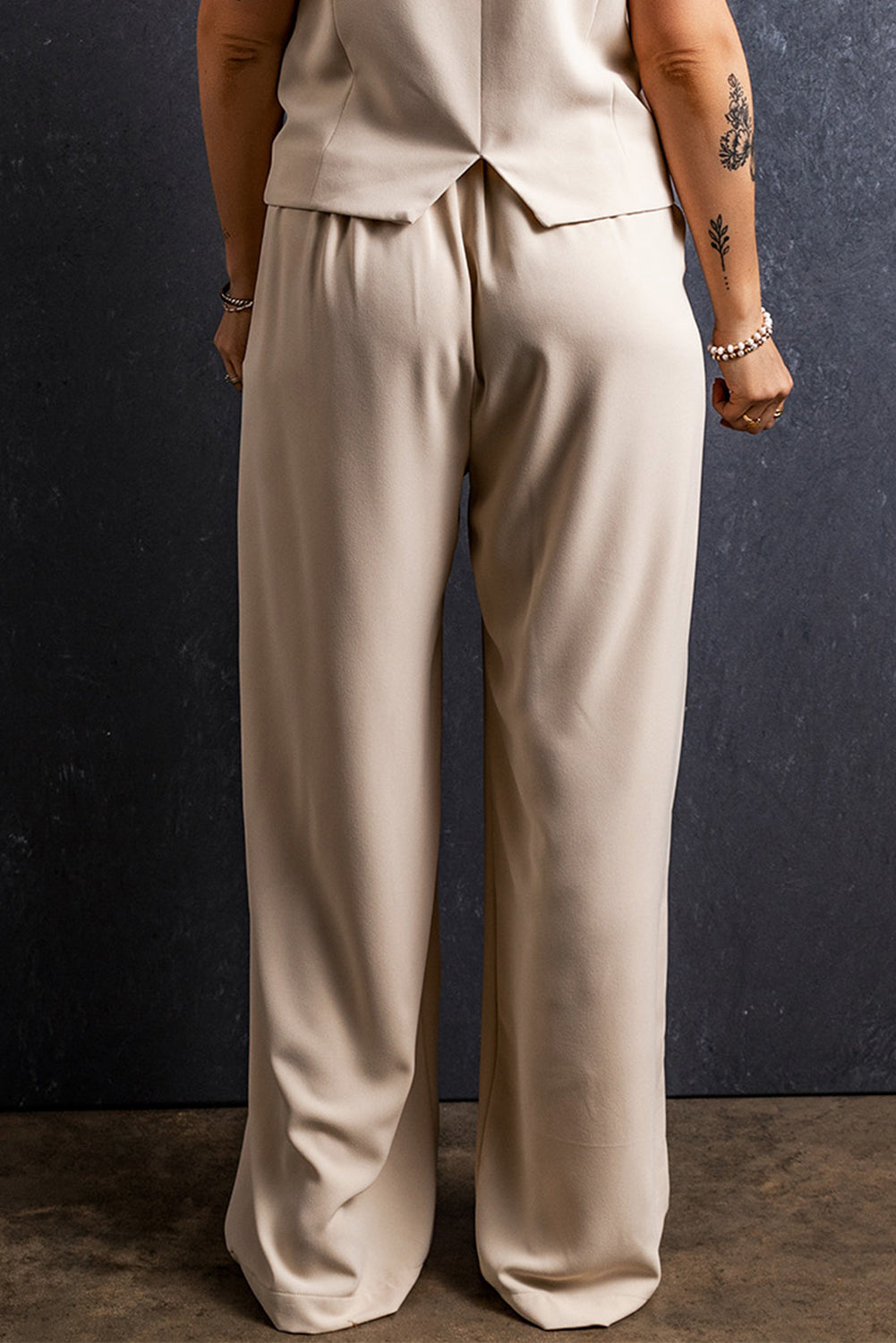 Ruched Wide Leg Pants with Pockets 4ad53887-8fbd-4ae4-a075-8aafe7bc59c9-Max Trendsi