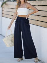 Pocketed Elastic Waist Wide Leg Pants Navy 4ad817df-8834-4804-b409-091da60de84d-Max Trendsi