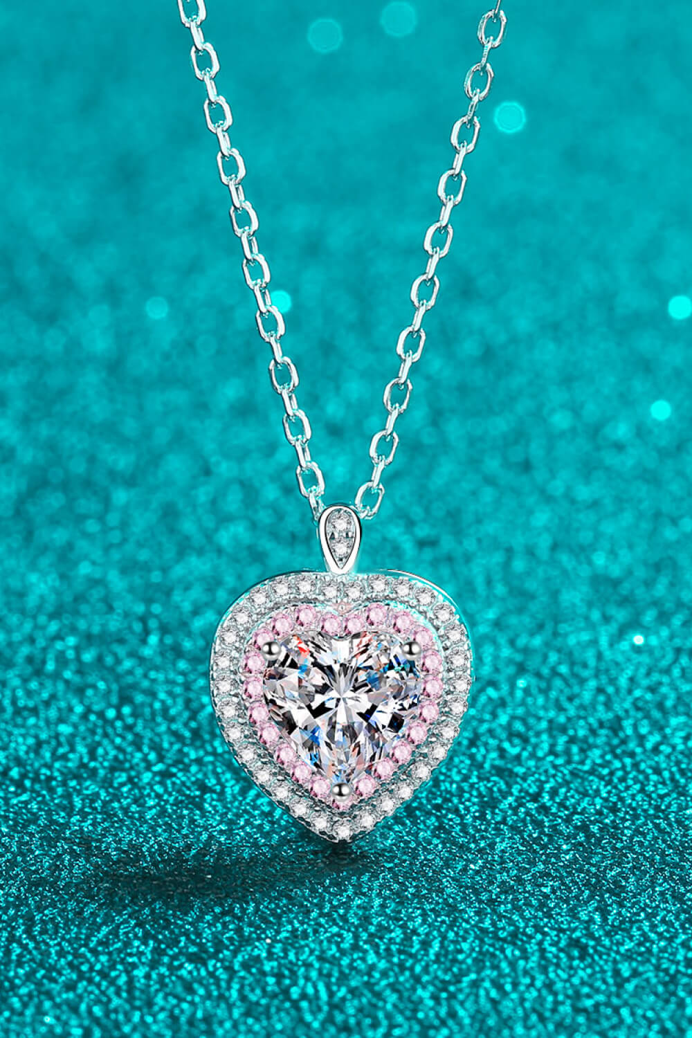 925 Sterling Silver 1 Carat Moissanite Heart Pendant Necklace 4af22c5f162647099477b604b6b0f05f-Max Trendsi